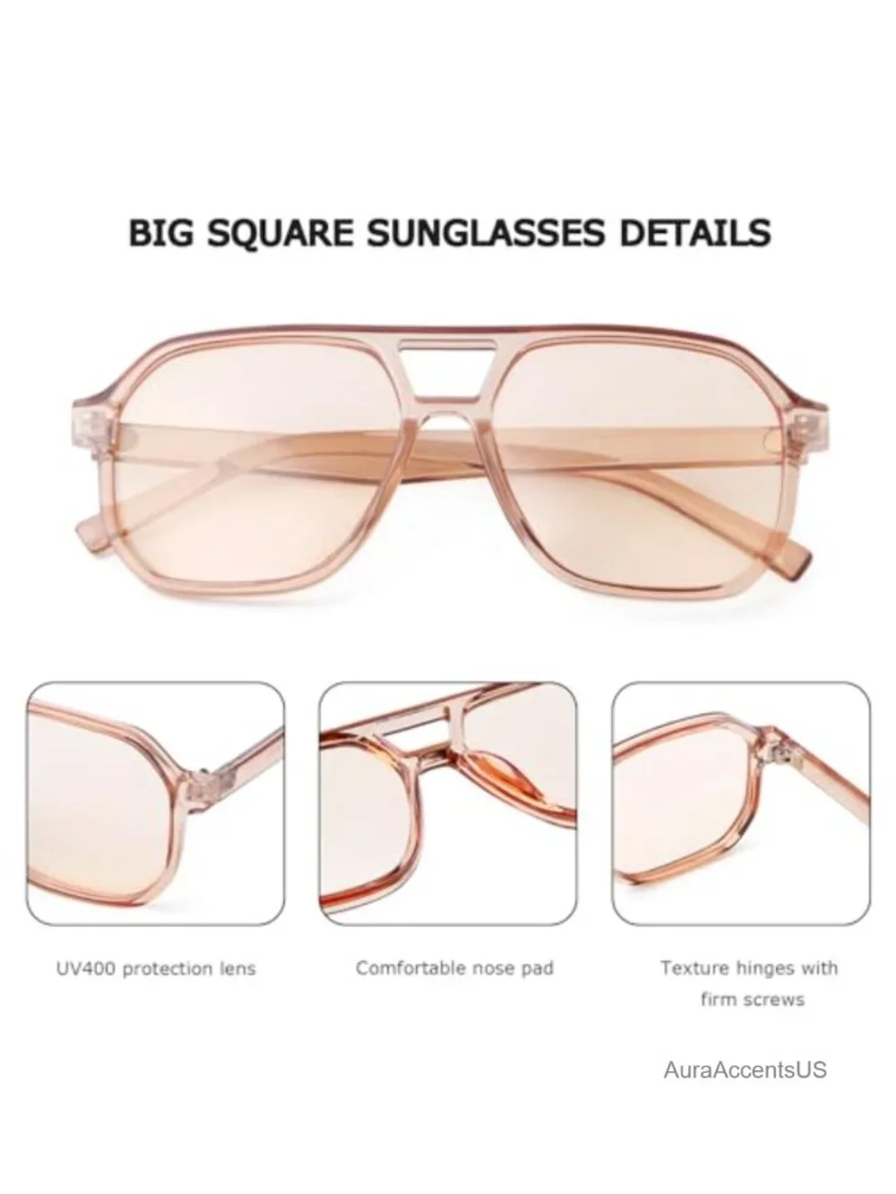 Retro Clear Aviator Sunglasses PC Frame UV400